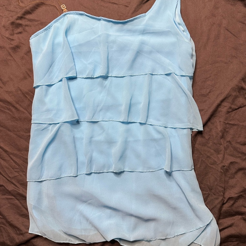 Chic Sky Blue Layered Women's Blouse